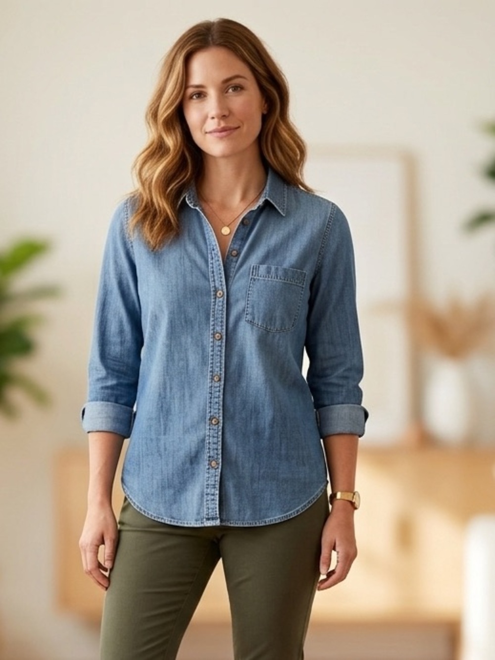 American Eagle 100% Lyocell Soft Chambray Boyfriend Shirt Small
